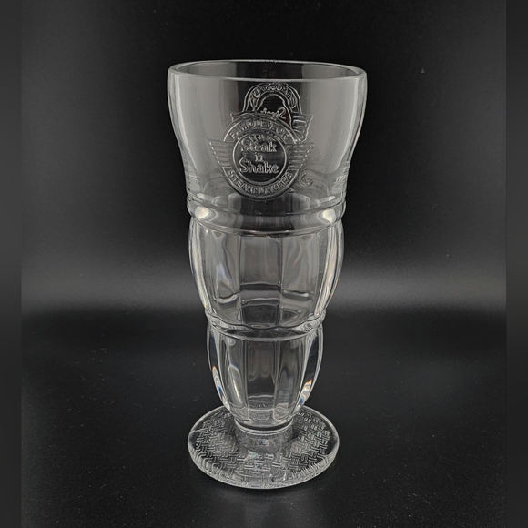 Steak 'n Shake Restaurant Glass Milkshake Sundae Soda Heavy Embossed Logo 8.25” - Picture 1 of 4